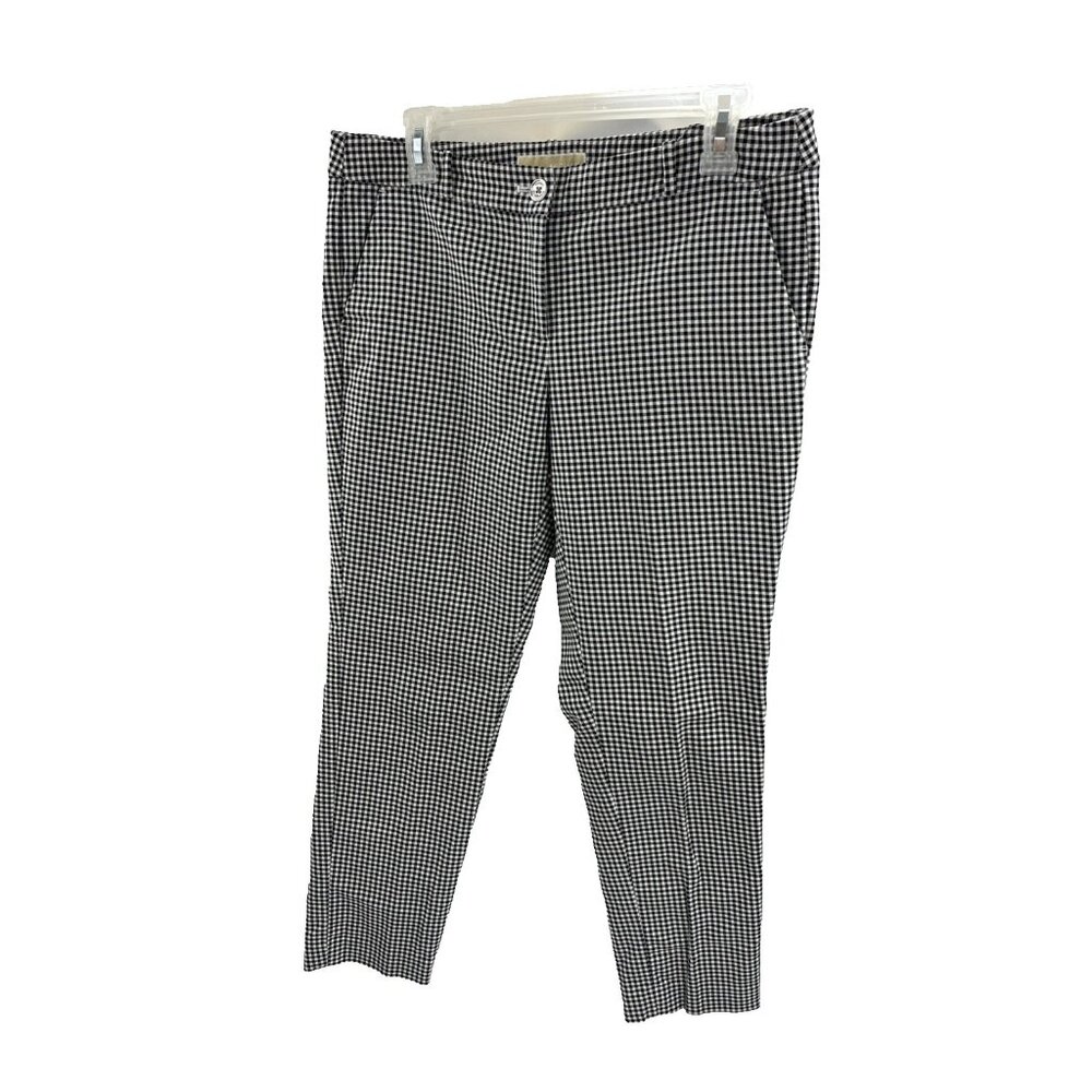 Michael Kors Pants Womens 8P Black White Gingham Stretch Ankle Trousers